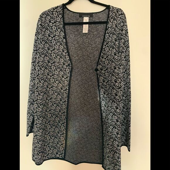 Jones New York black/silver grey, long cardigan, worn inside once, great shape,S - Picture 8 of 13